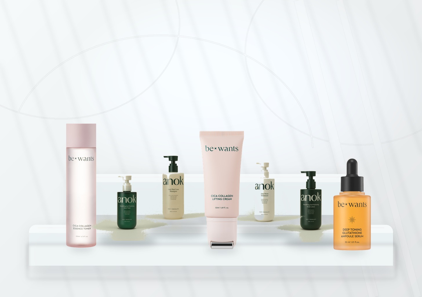Produkte skincare koreane ne Shqiperi per lekure te yndyrshme, njolla, hidratim dhe SPF nga bewants dhe ANOK.